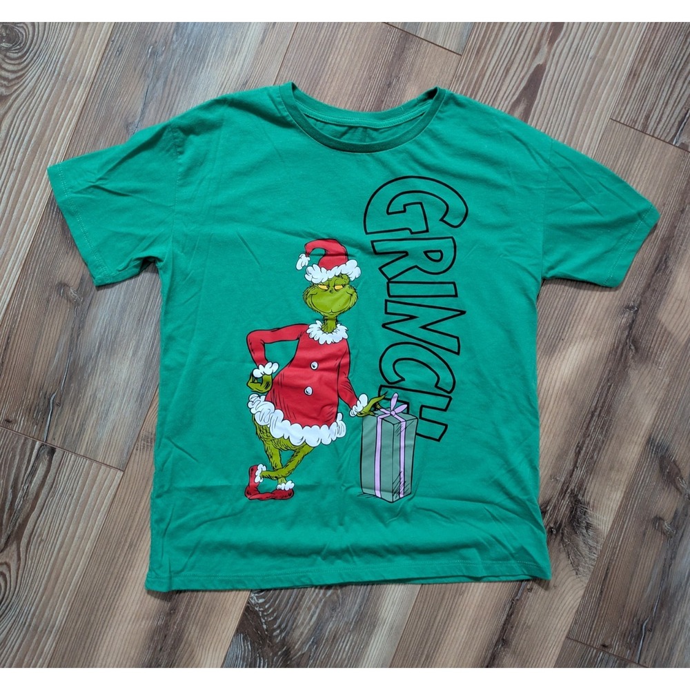 Dr. Seuss Grinch Green Christmas Holiday Graphic Crew Neck Short Sleeve T-Shirt